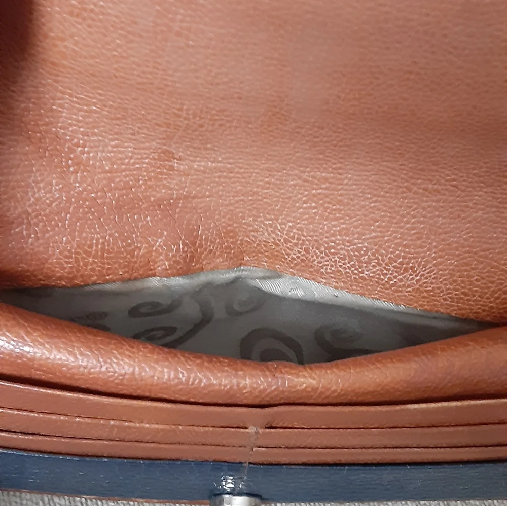 Brighton Blue and Brown leather wallet with Silver Buckle